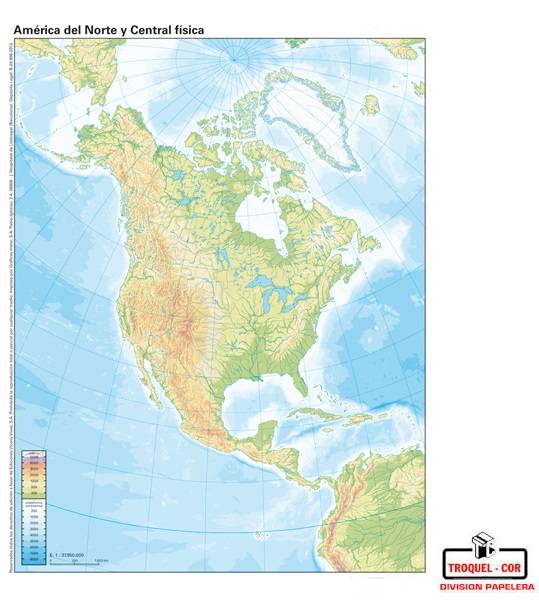 Mapa Fsico Poltico N3 Amrica Del Norte