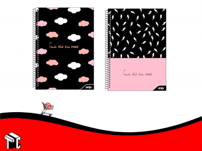 Cuaderno Con Espiral 22x29 Tapa Flexible Black And Pink 80h Ray.