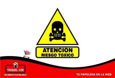 Cartel Adhesivo Atencion Riesgo Toxico 12 X 17 Cm