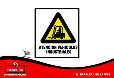 Cartel Adhesivo Atencion Vehiculos Industriales 12 X 17 Cm