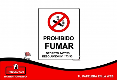 Cartel Adhesivo Prohibido Fumar Decreto 12 X 17 Cm