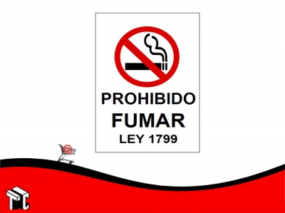 Cartel Adhesivo 21x23 Prohibido Fumar Ley 1799