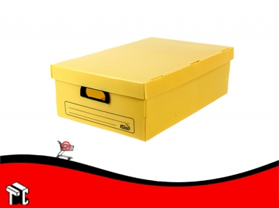 Caja Archivo De Plástico Corrugado Con Tapa 800 Amarilla