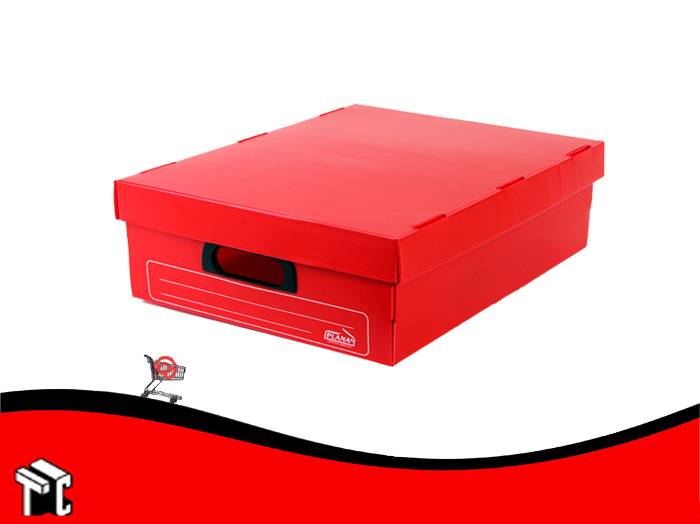 Caja Archivo De Plástico Corrugado Con Tapa 800 Roja