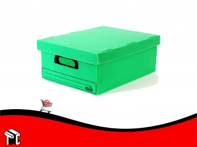 Caja Archivo De Plástico Corrugado Con Tapa 800 Verde