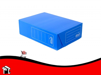 Caja Archivo De Plástico Corrugado Tapa Volcable Azul
