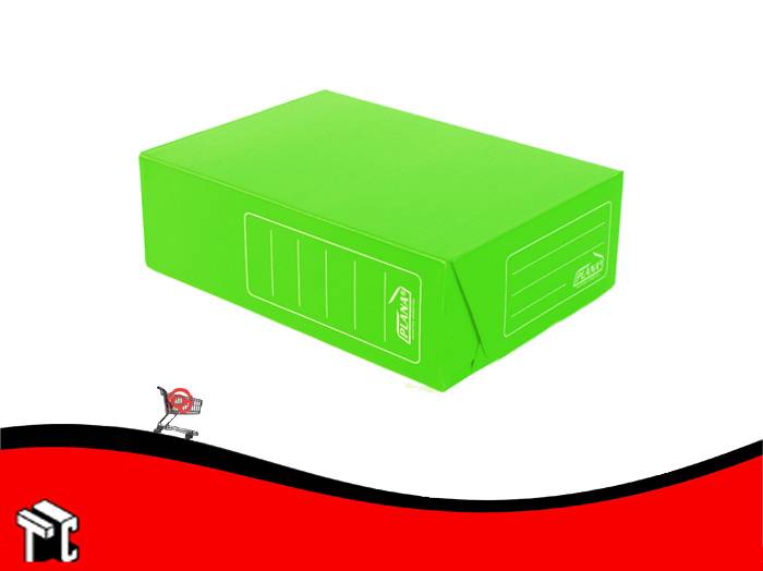 Caja Archivo De Plástico Corrugado Tapa Volcable Verde