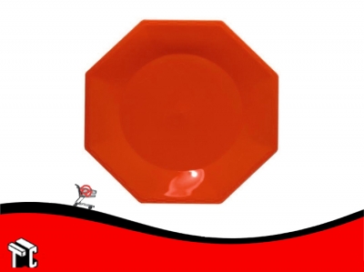 Plato Plastico Octogonal 22 Cm Rojo X10 Ud