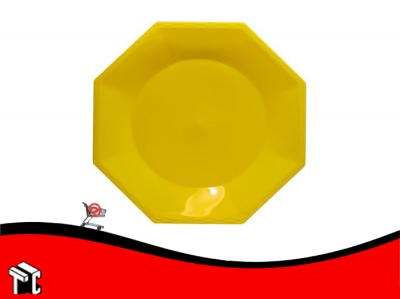 Plato Plastico Octogonal 22 Cm Amarillo X10 Ud