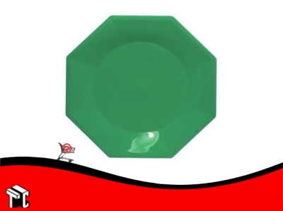 Plato Plastico Octogonal 22 Cm Verde X10 Ud