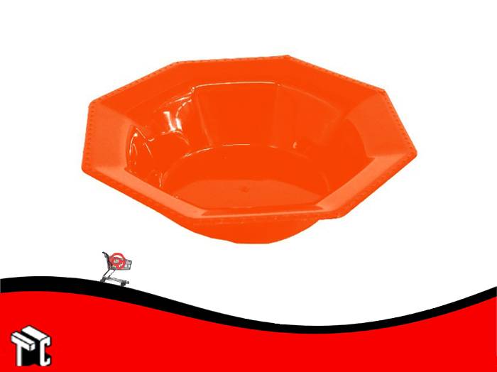 Bowl Plastico Octogonal 15 Cm Rojo X10 Ud