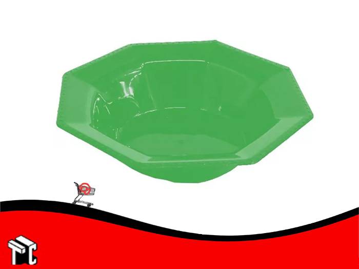 Bowl Plastico Octogonal 15 Cm Verde X10 Ud